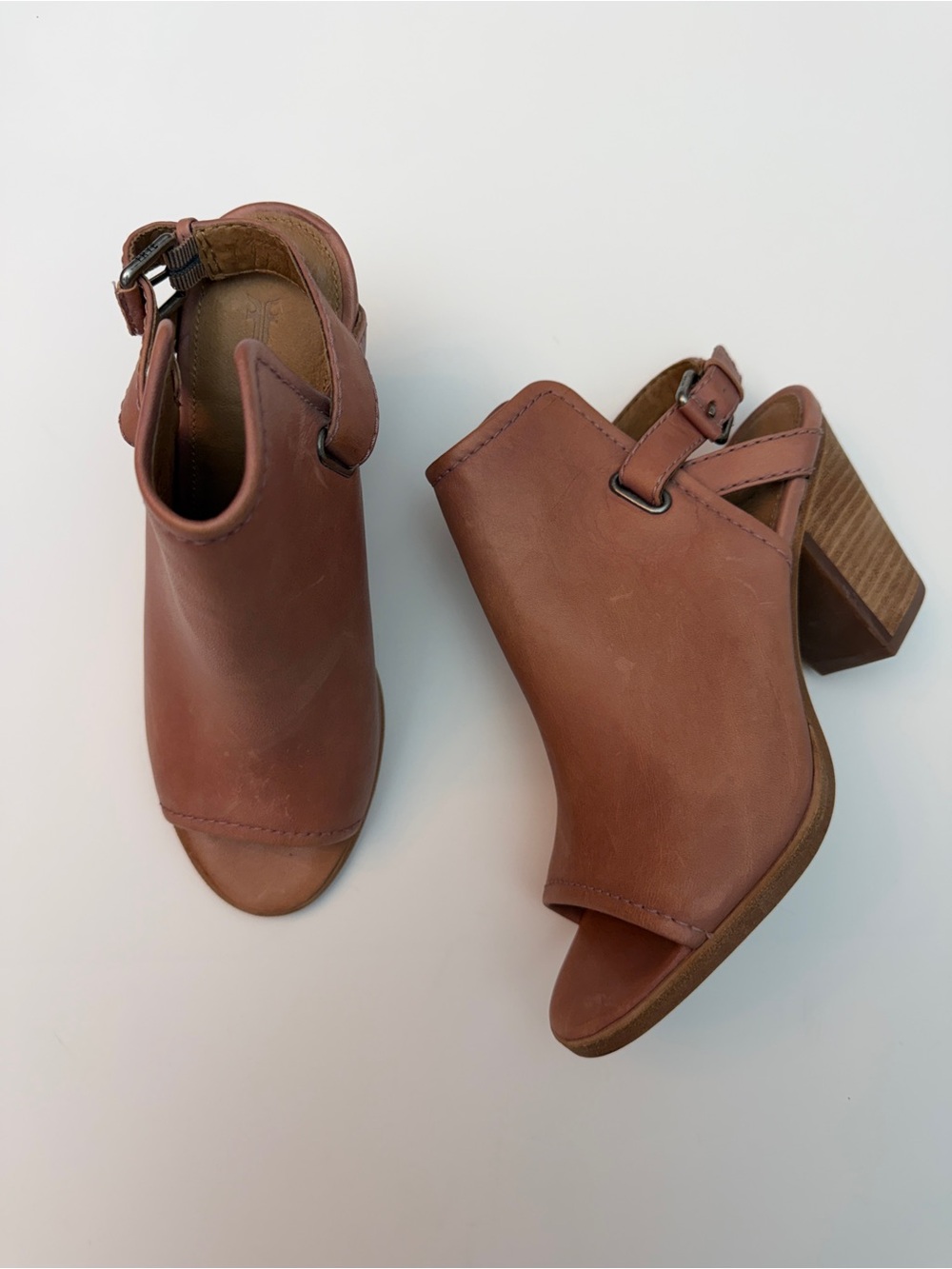 Frye Dani Shield Slingback Peep-Toe Booties, Size 9